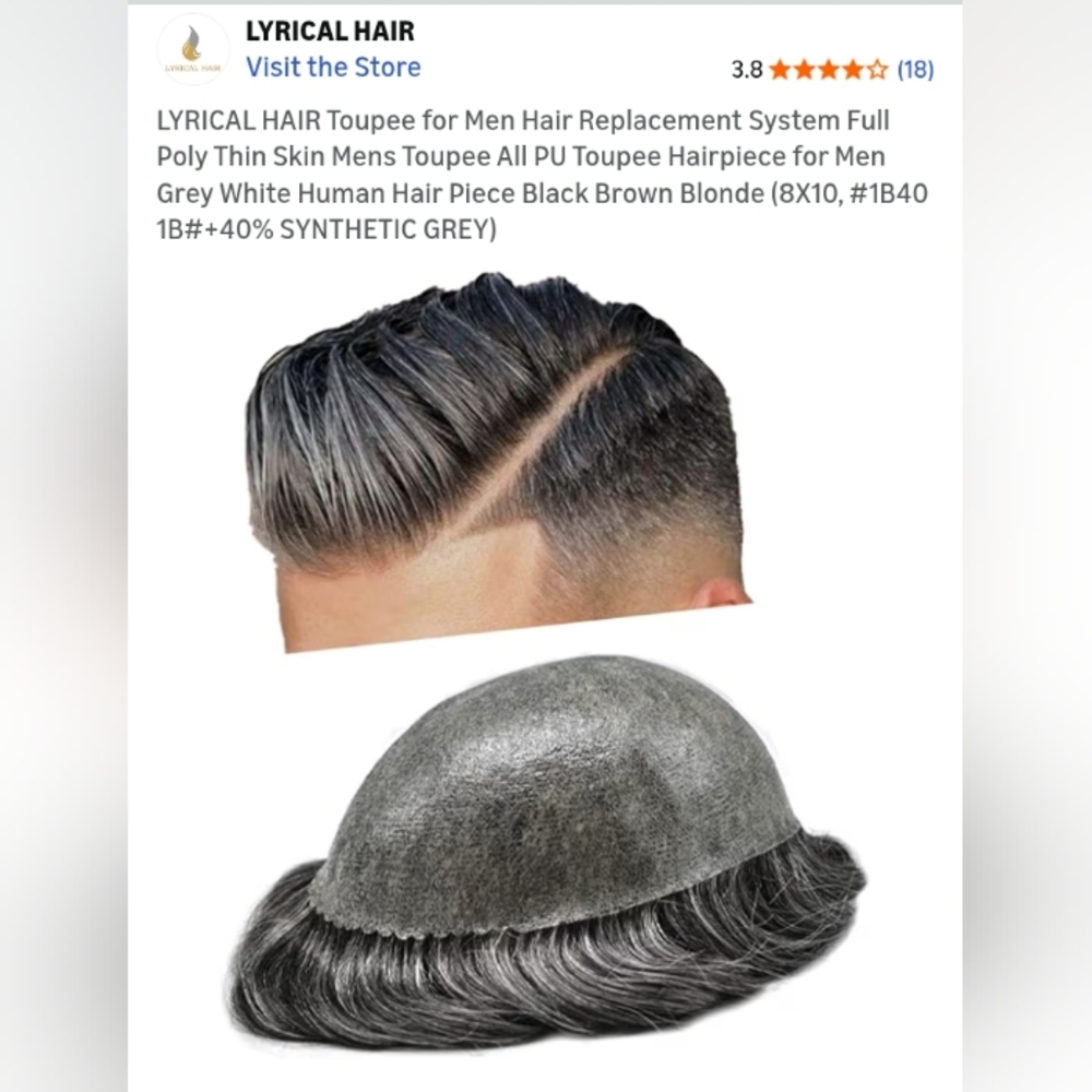 Lyrical Hair Men's Toupee in Grey and Black